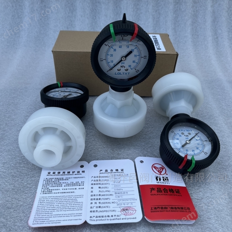 786-V全塑PVDF隔膜压力表 786-P隔膜压力表